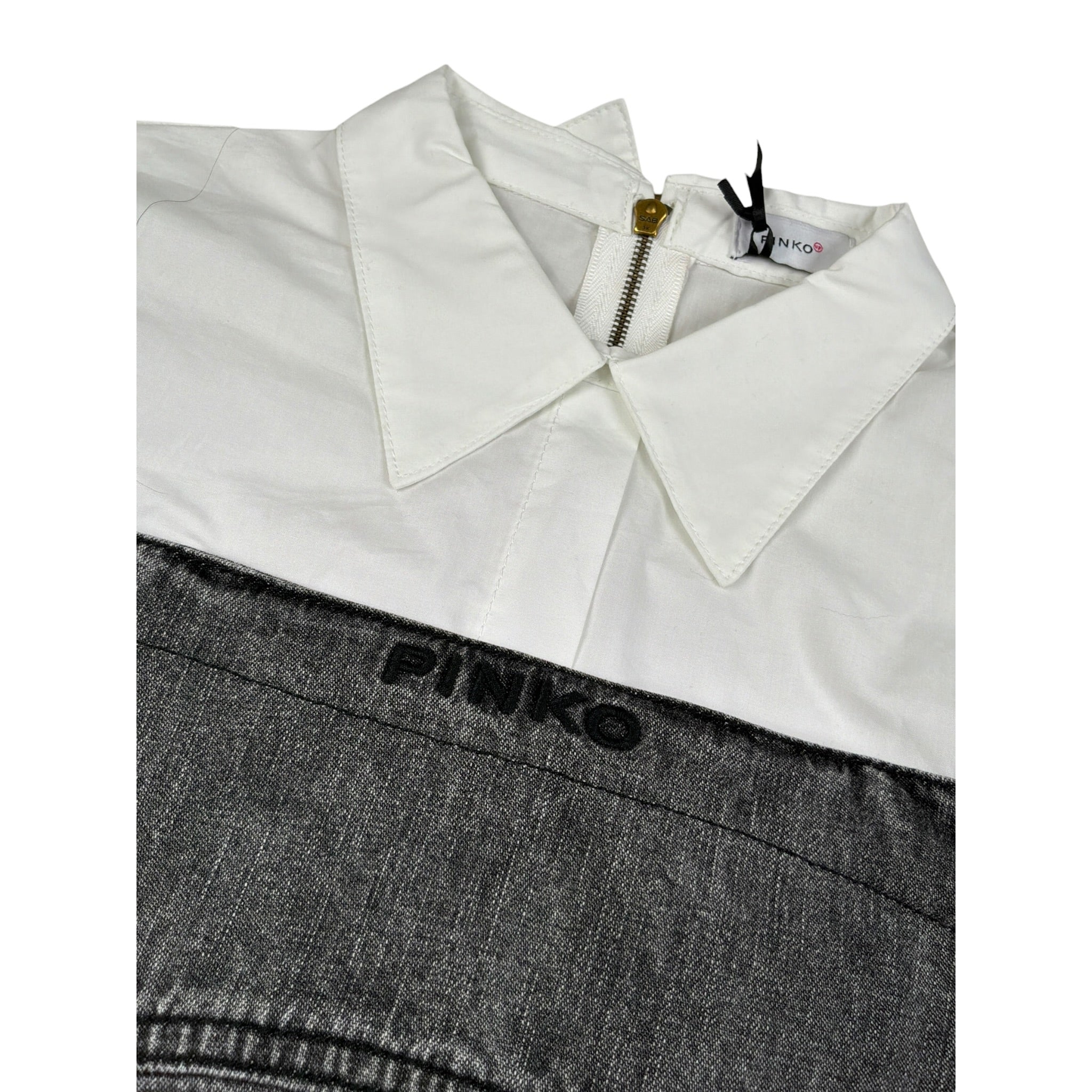 Pinko Abito Manica Lunga In Denim con Maniche In Camicia Grigio per Bambina KFAB023X GRIGIO PINKO 