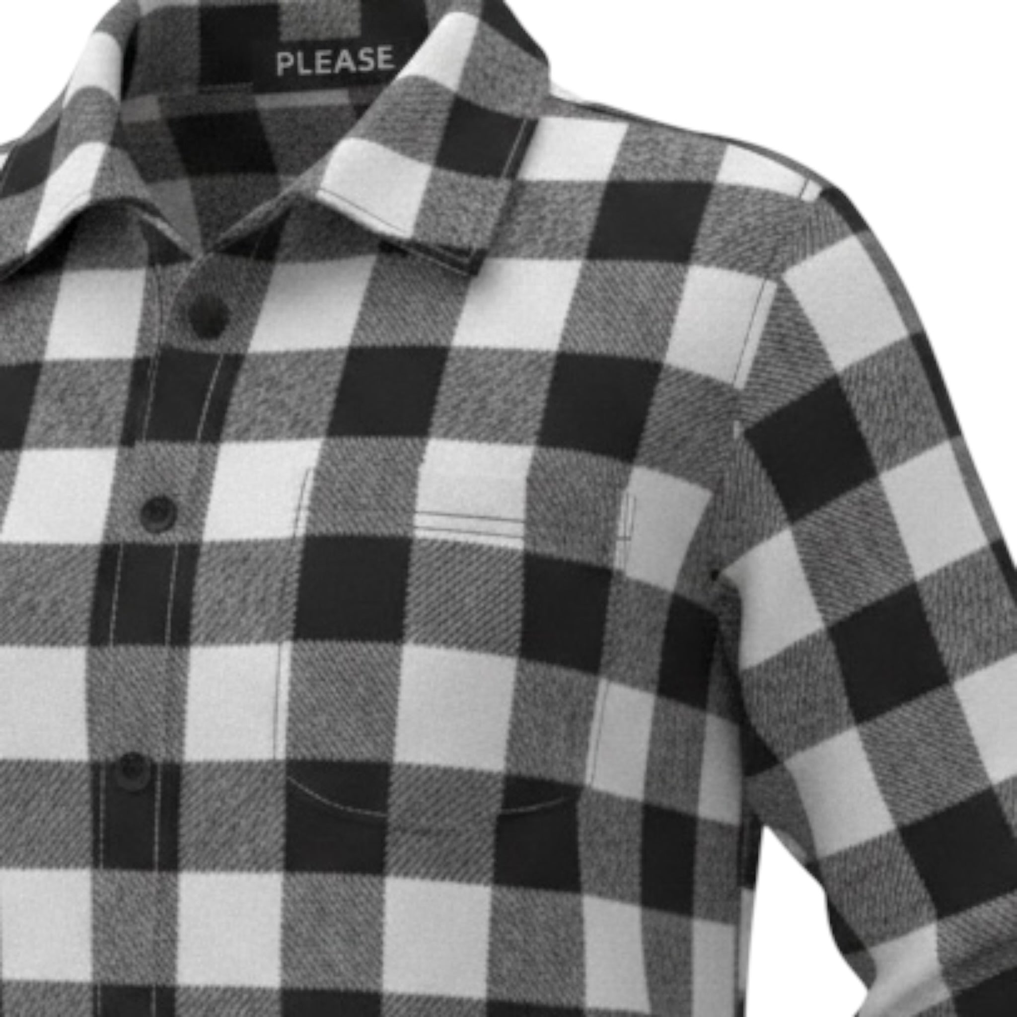 Please Camicia Bicolore con Fantasia A Quadri Bianco/Nero per Neonato CL61103B77N BIANCO/NERO PLEASE 