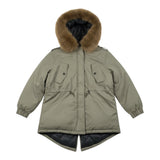 Please Giubbino Modello Parka tinta unita con Cappuccio Verde per Bambino JE16160G78 VERDE PLEASE 