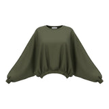 Please Felpa tinta unita con Elastico Verde per Bambina LB08172G78 VERDE PLEASE 