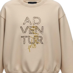 Please Felpa Girocollo tinta unita con Stampa Beige per Bambina LB30040B77 BEIGE PLEASE 