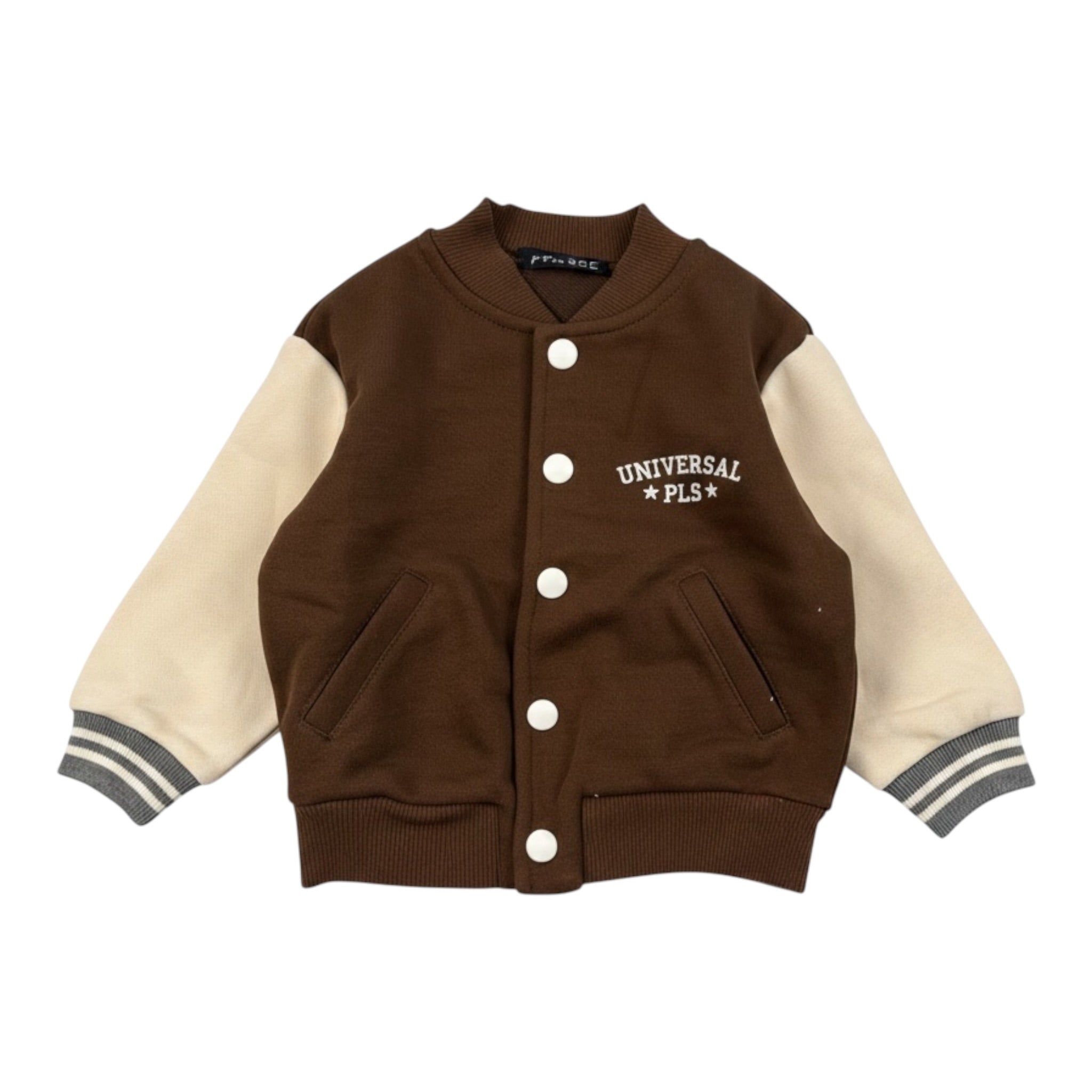 Please Giubbino Modello College Bicolore Marrone per Bambino LG29040B77J MARRONE PLEASE 