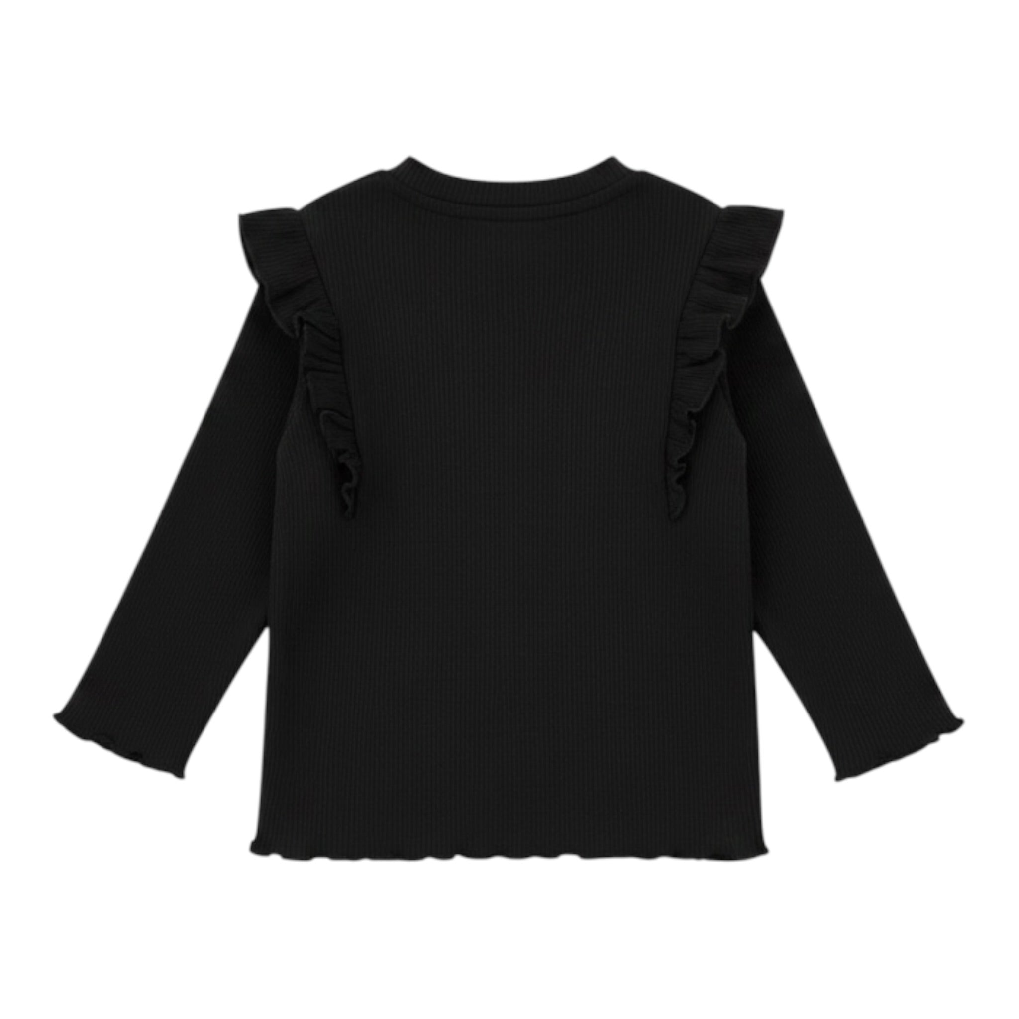 Please Maglia tinta unita con Balze Nero per Neonata ML37072G77 NERO PLEASE 