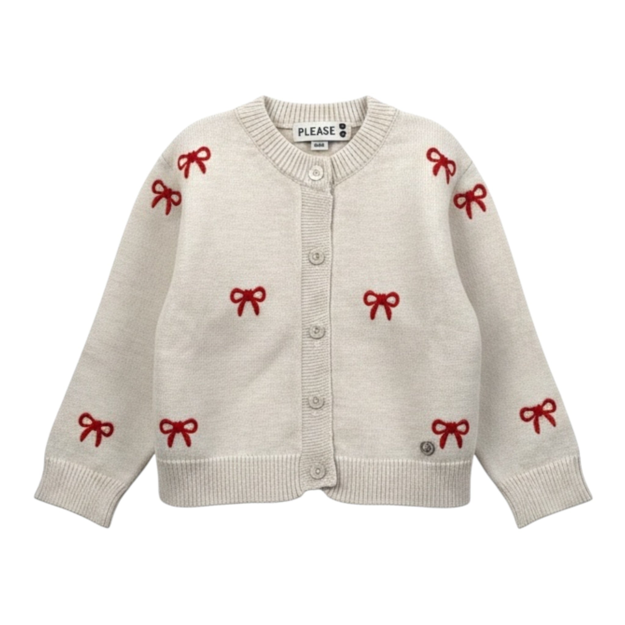 Please Cardigan tinta unita con Fiocchi Beige per Neonata NB05234G77 BEIGE PLEASE 