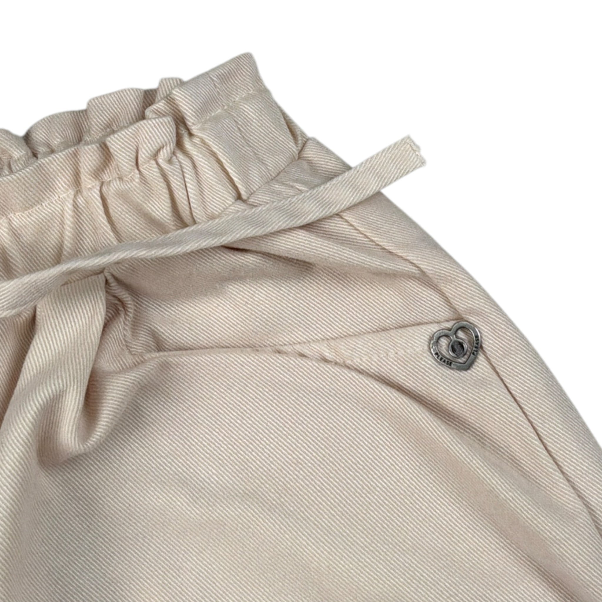 Please Pantalone tinta unita con Elastico In Vita Panna per Neonata PE96132G77 PANNA PLEASE 