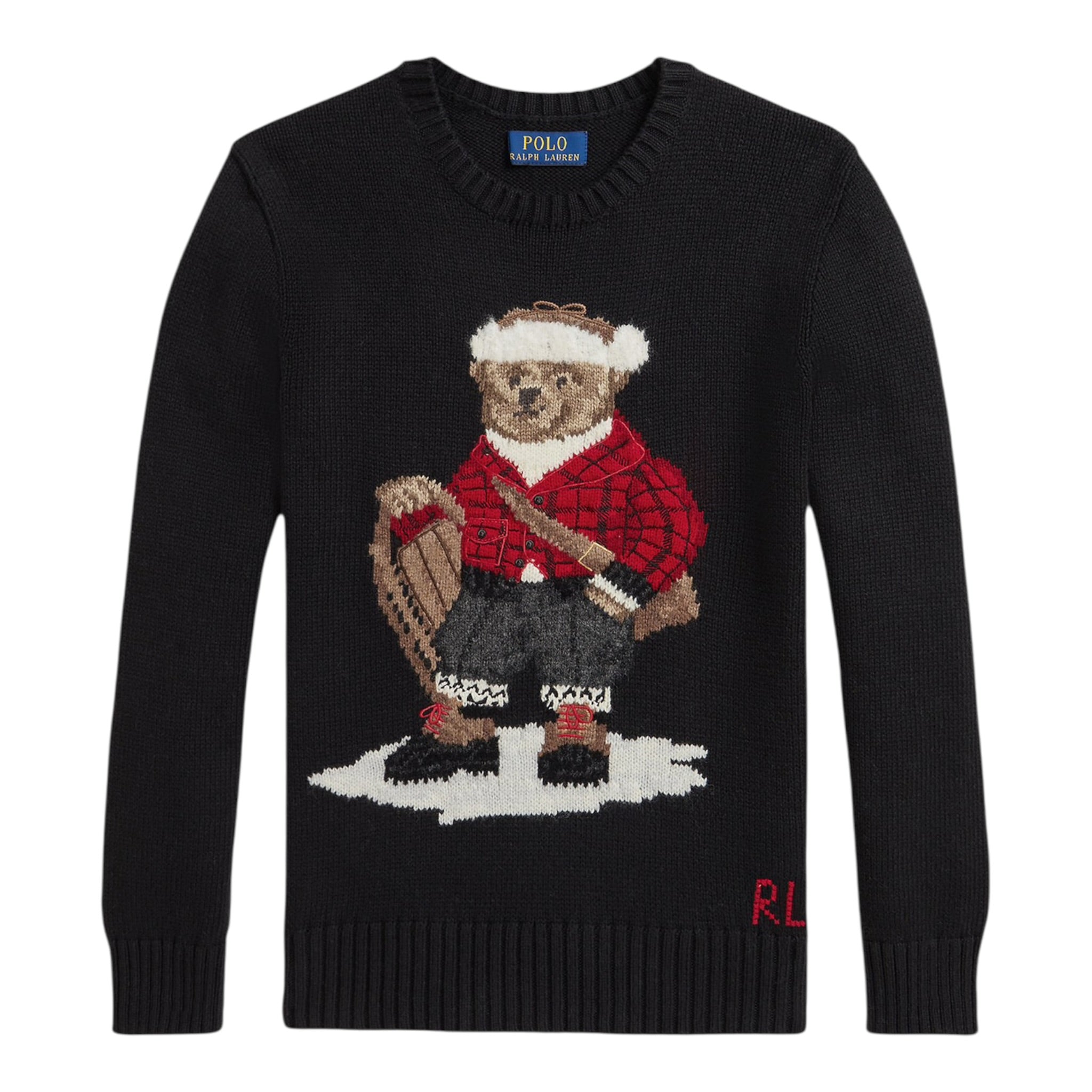 Ralph Lauren Maglia Girocollo tinta unita con Ricami Nero per Neonato 322981629001 NERO RALPH LAUREN 