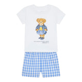 Ralph Lauren Completo 2 Pezzi T-Shirt-Short Bianco/Azzurro per Bambina 4P0271 BIANCO/AZZURRO RALPH LAUREN 