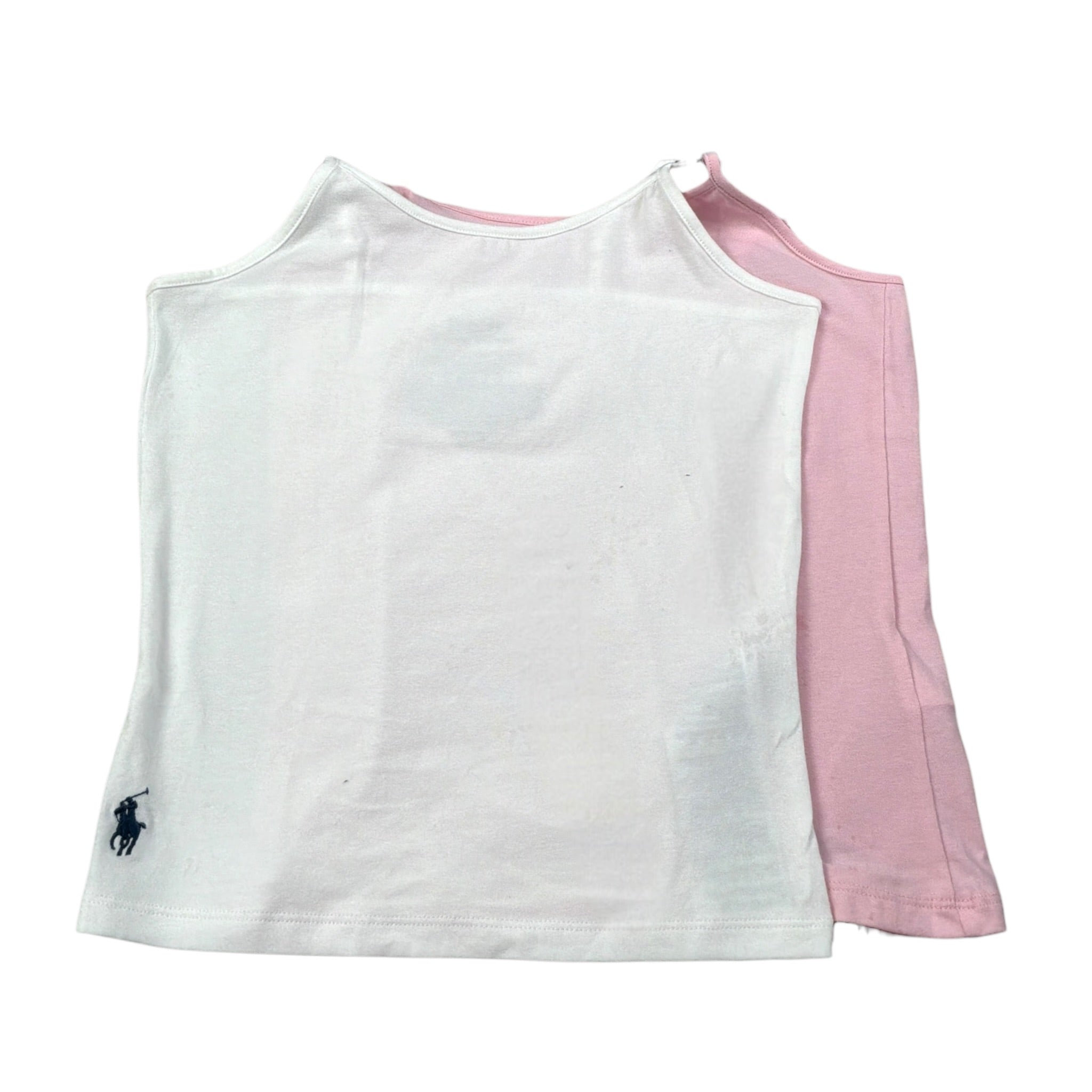 Ralph Lauren Set Canotte Bicolore Bretelline Bianco/Rosa per Bambina 4P5000 BIANCO/ROSA RALPH LAUREN 