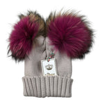 Regina Cappello tinta unita con Pon Pon Grigio per Bambina 80102 GRIGIO REGINA 