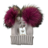 Regina Cappello tinta unita con Pon Pon Grigio per Bambina 80102 GRIGIO REGINA 