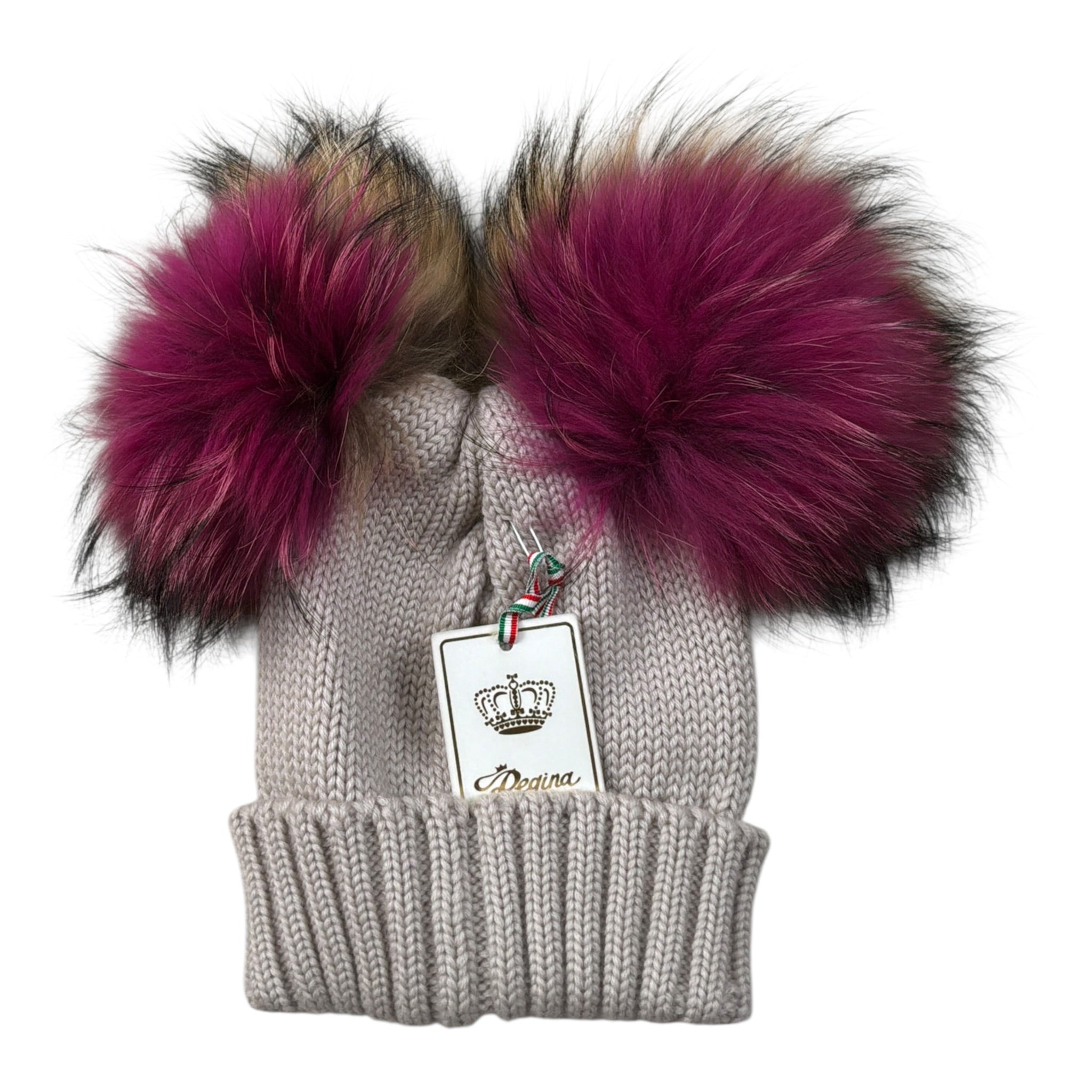 Regina Cappello tinta unita con Pon Pon Grigio per Bambina 80102 GRIGIO REGINA 