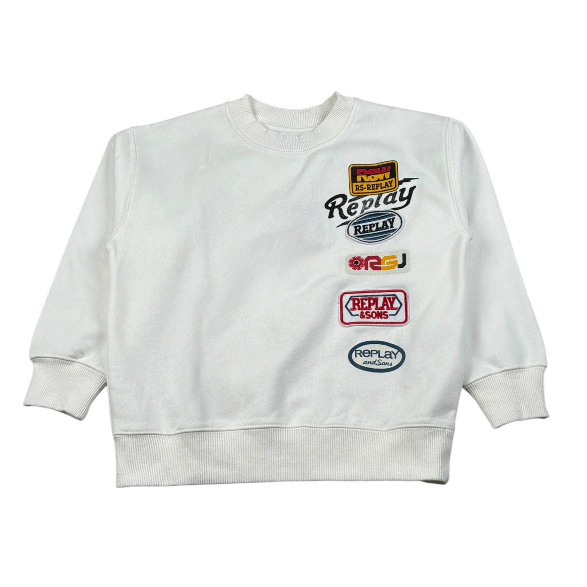 Replay Felpa Chiusa Girocollo tinta unita Bianco per Bambino 23978 BIANCO REPLAY 