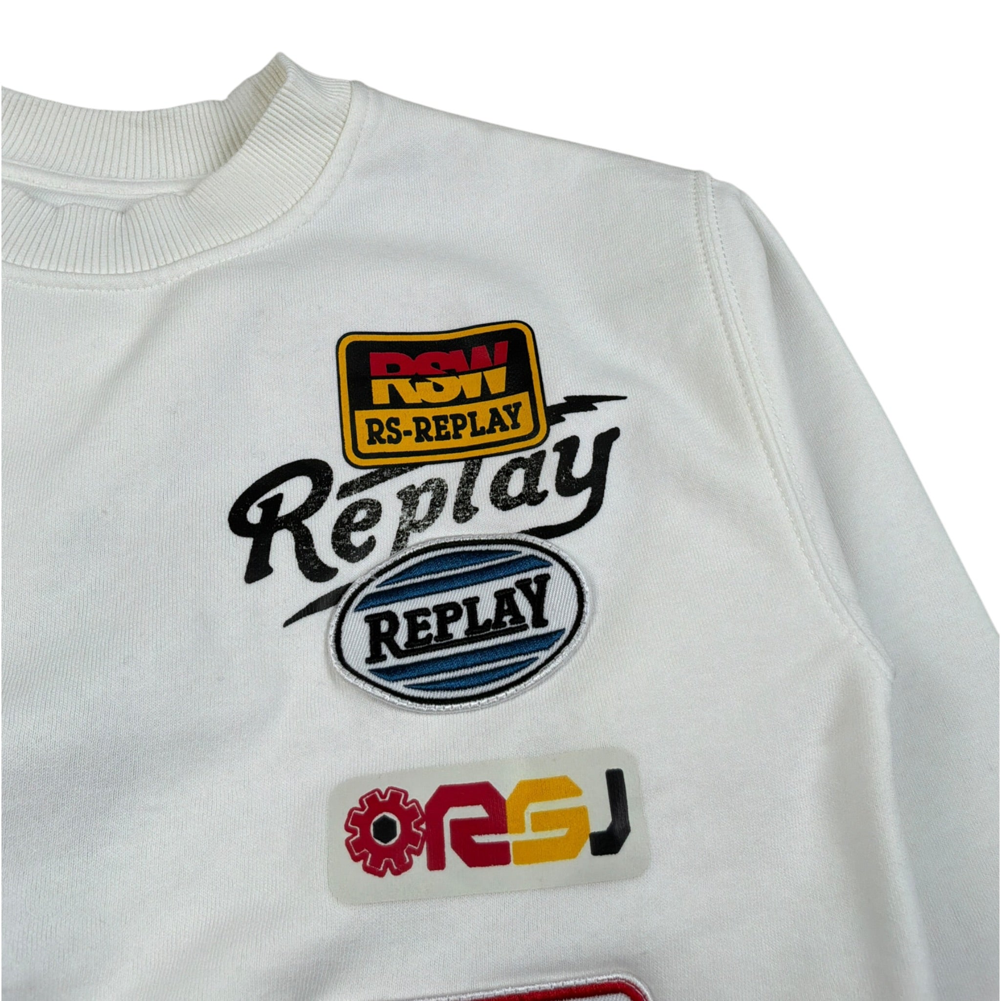 Replay Felpa Chiusa Girocollo tinta unita Bianco per Bambino 23978 BIANCO REPLAY 