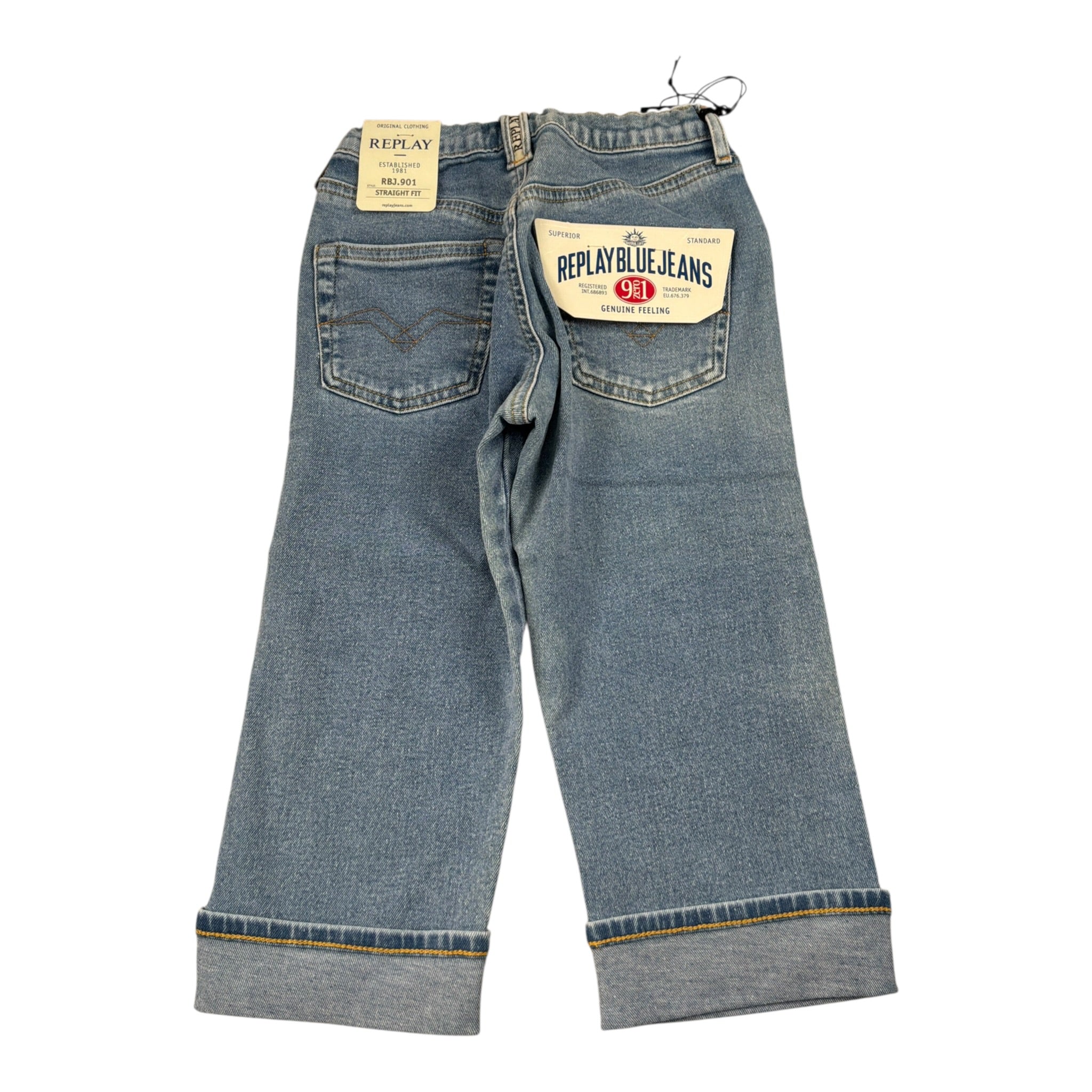 Replay Jeans tinta unita con Girovita Regolabile Azzurro per Bambino B9Z1050 AZZURRO REPLAY 