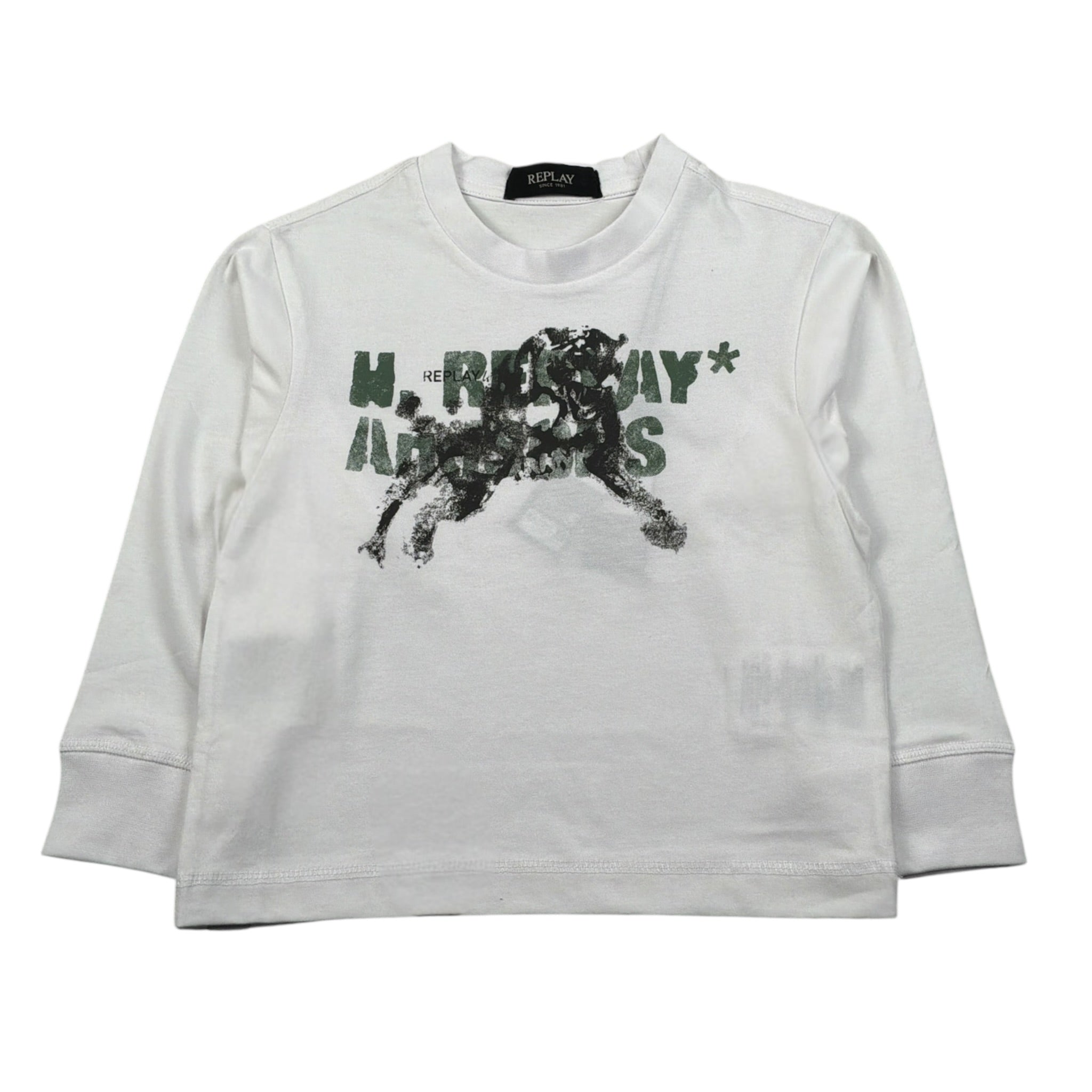 Replay Shirt Girocollo tinta unita con Stampa Bianco per Bambino SB7125 BIANCO REPLAY 