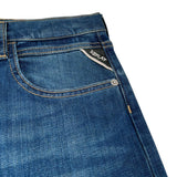 Replay Jeans tinta unita con Girovita Regolabile Blu per Bambino SB9105050 BLU REPLAY 