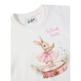 Saint Barth Felpa Chiusa Girocollo tinta unita con Logo Panna per Bambina 01053I PANNA SAINT BARTH 