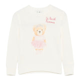 Saint Barth Maglia Girocollo tinta unita con Ricami Panna per Bambina 01762I PANNA SAINT BARTH 