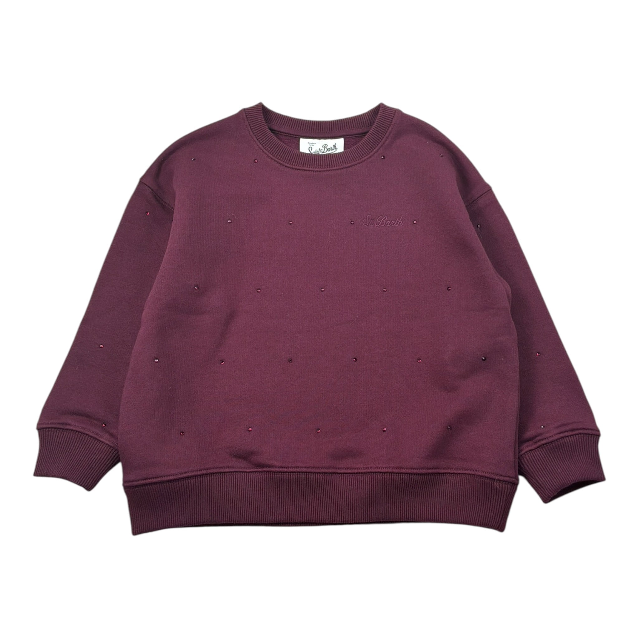Saint Barth Felpa Girocollo tinta unita con Brillantini Bordeaux per Bambina BRIONYSB44 BORDEAUX SAINT BARTH 