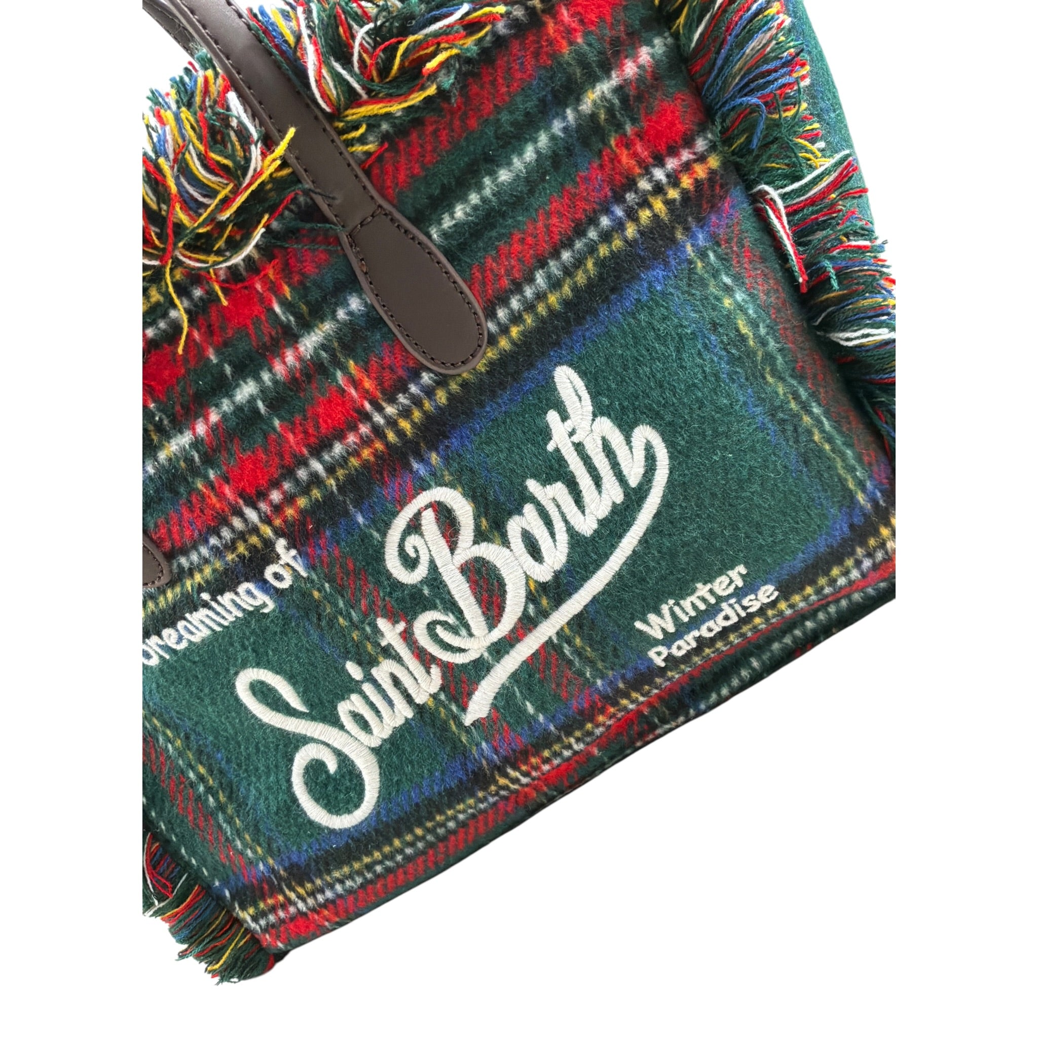 Saint Barth Borsa Bicolore con Fantasia Scozzese E Logo Verde per Bambina COL0003TAR VERDE SAINT BARTH 
