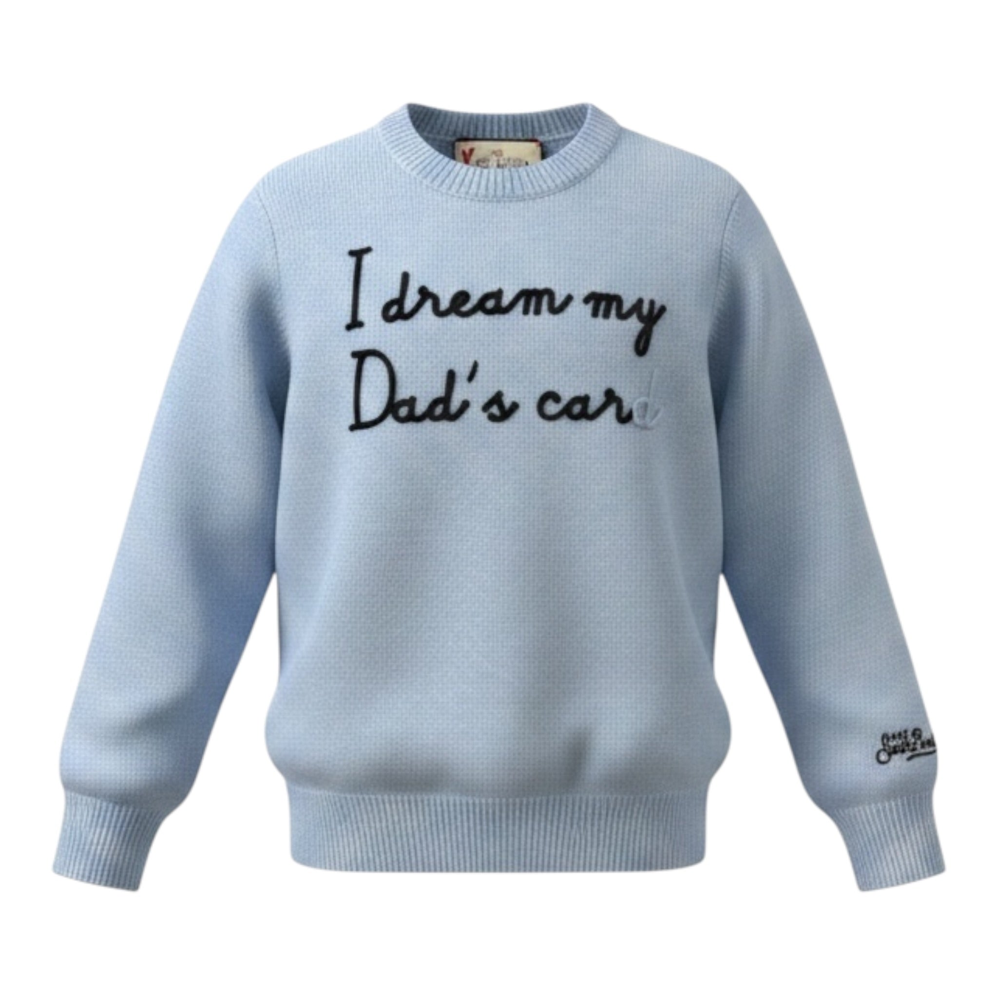 Saint Barth Maglia Girocollo tinta unita con Stampa Azzurro per Bambino DADCARD AZZURRO SAINT BARTH 