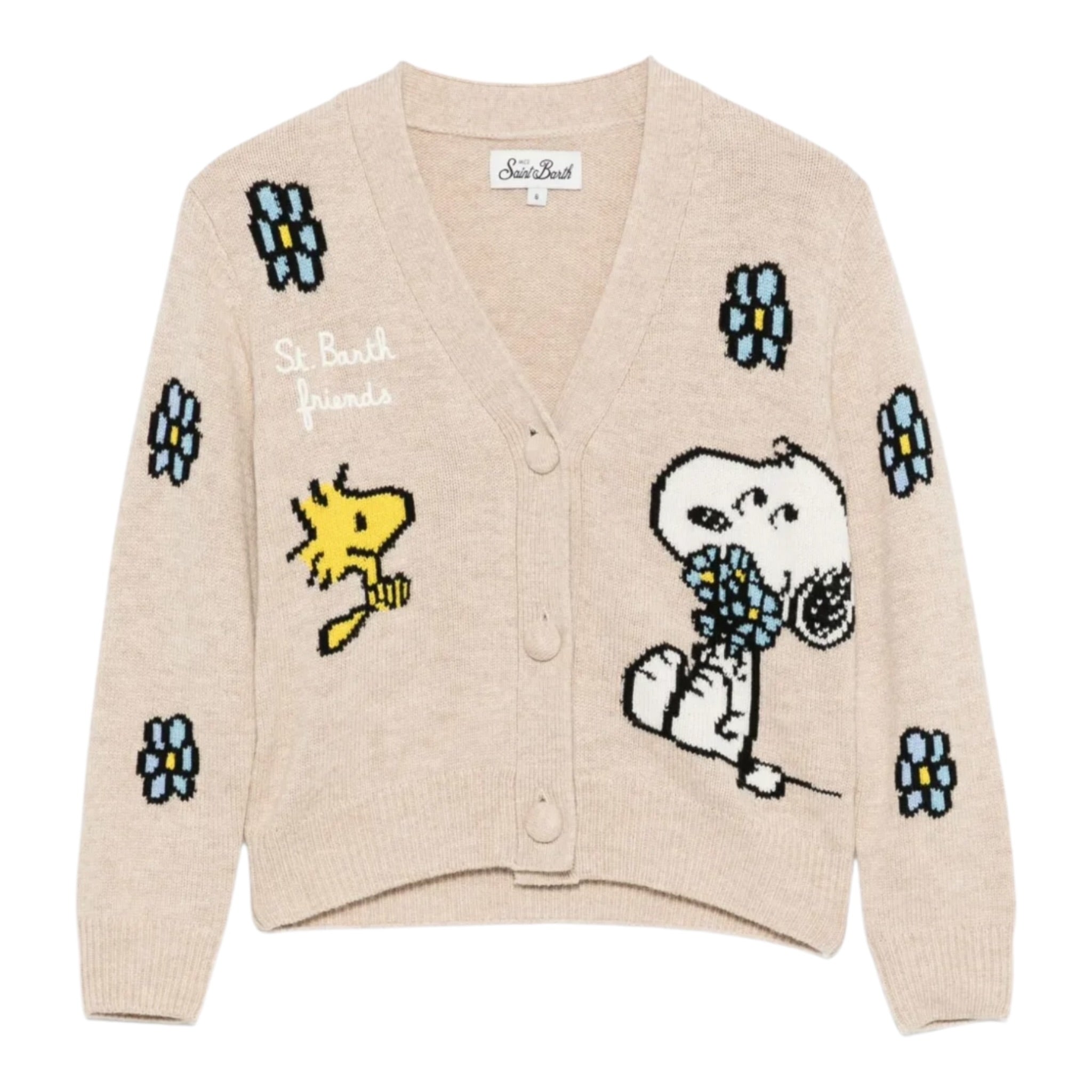Saint Barth Cardigan tinta unita con Stampa Beige per Bambino DIY000102419I BEIGE SAINT BARTH 
