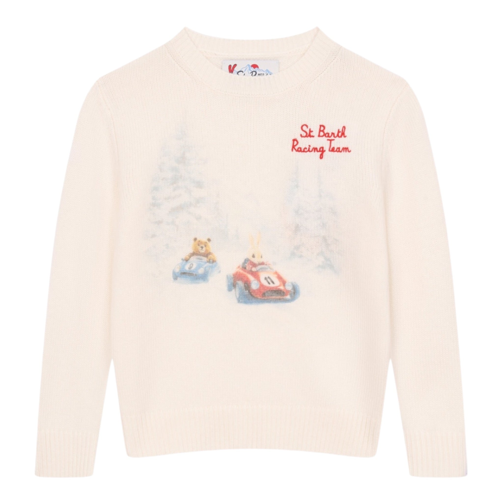 Saint Barth Maglia tinta unita con Stampa Panna per Bambina DOU0019 PANNA SAINT BARTH 