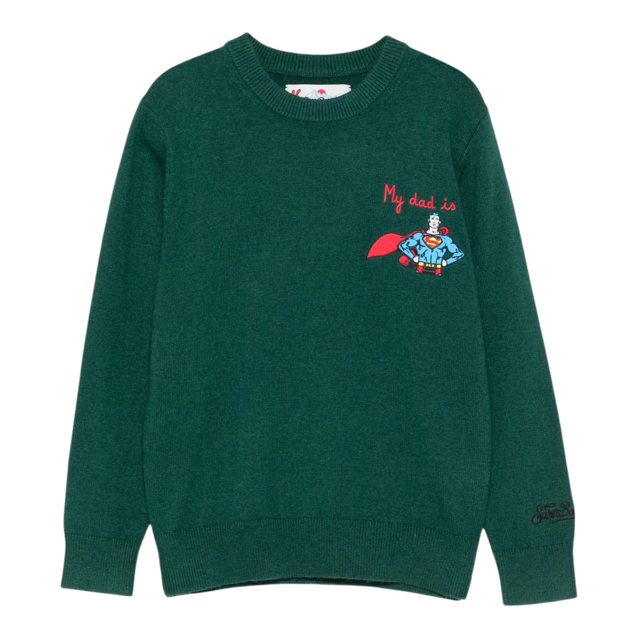 Saint Barth Maglia tinta unita con Ricamo Verde per Neonato DOU0021N VERDE SAINT BARTH 