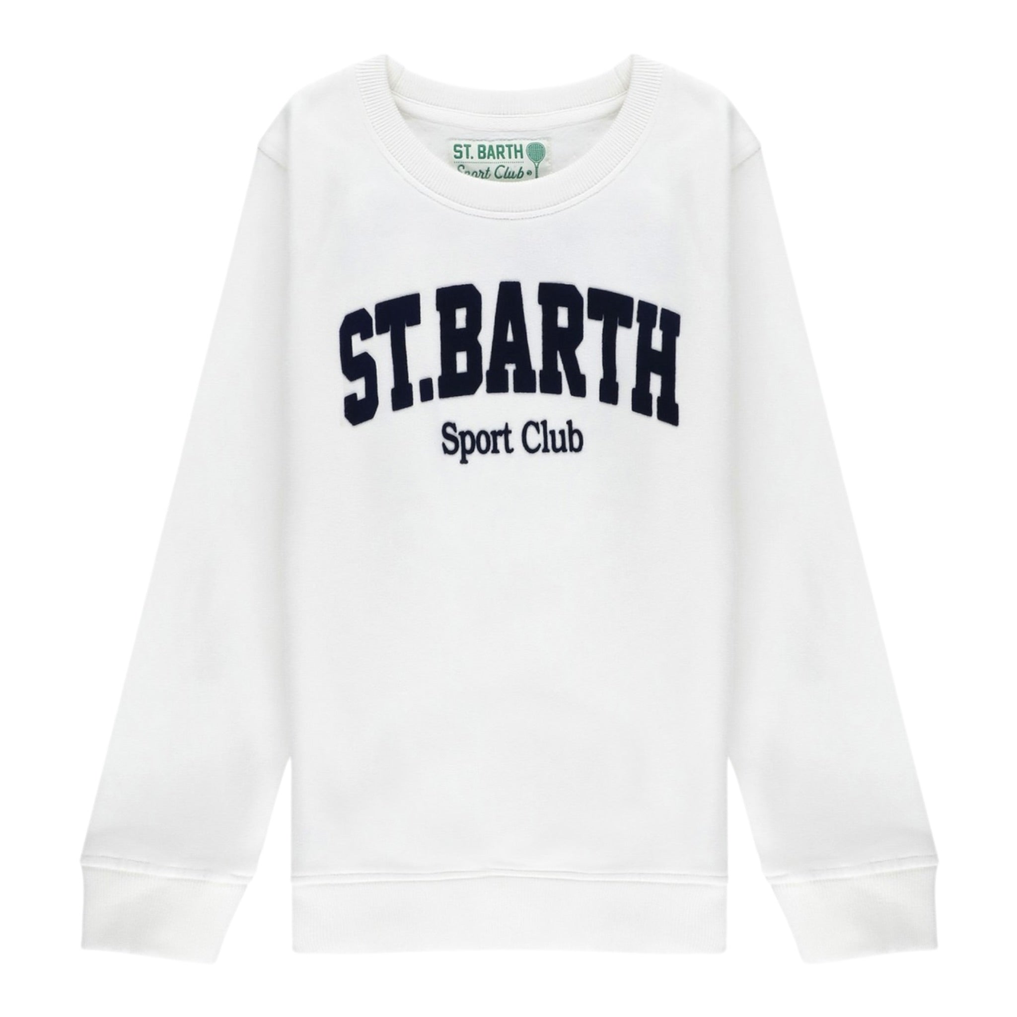 Saint Barth Felpa Chiusa Girocollo tinta unita con Logo Bianco per Neonato HUTTON BIANCO SAINT BARTH 