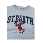 Saint Barth Felpa Chiusa Girocollo tinta unita con Logo Azzurro per Bambino HUTTONX AZZURRO SAINT BARTH 