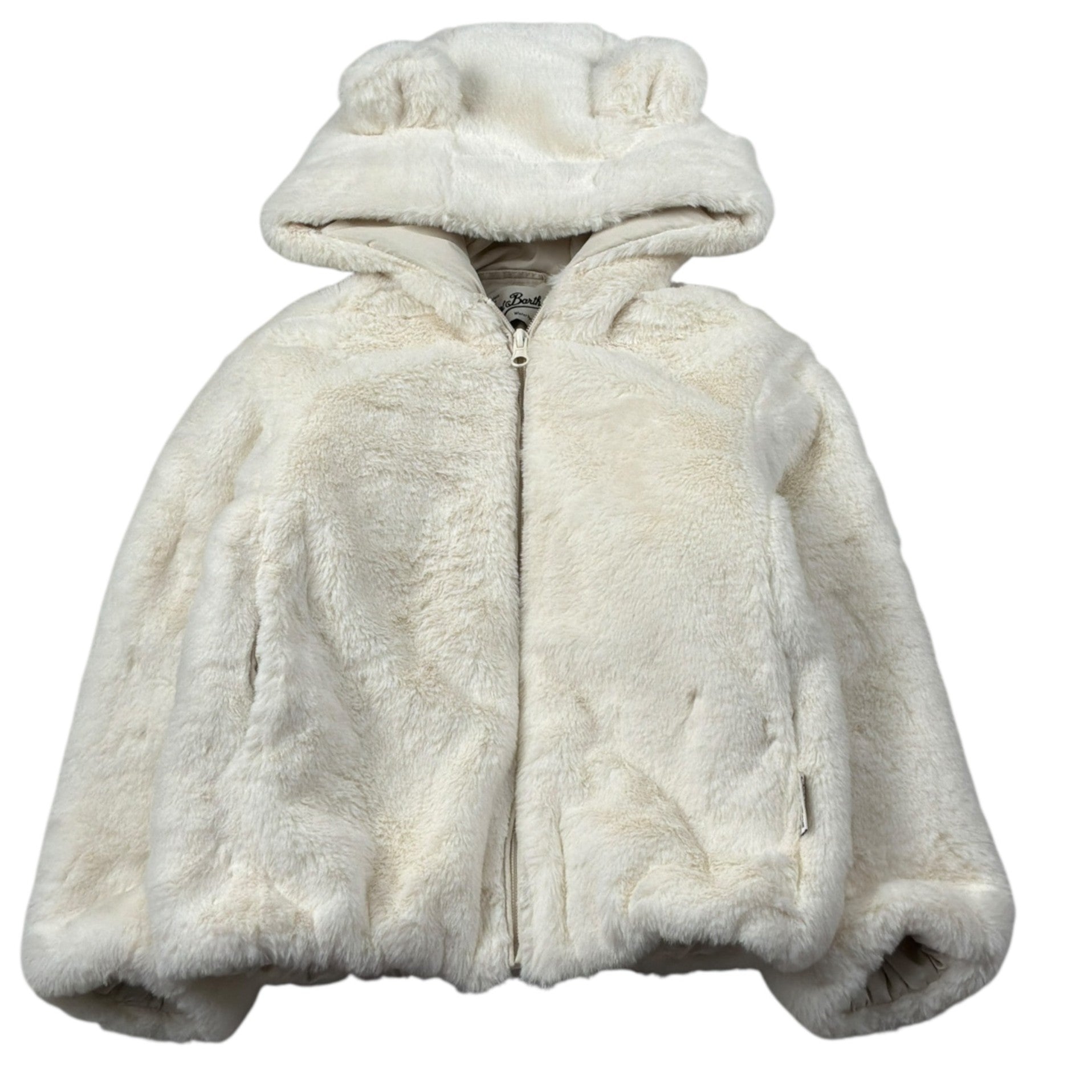 Saint Barth Pelliccia tinta unita con Cappuccio Panna per Bambina HYSODE PANNA SAINT BARTH 