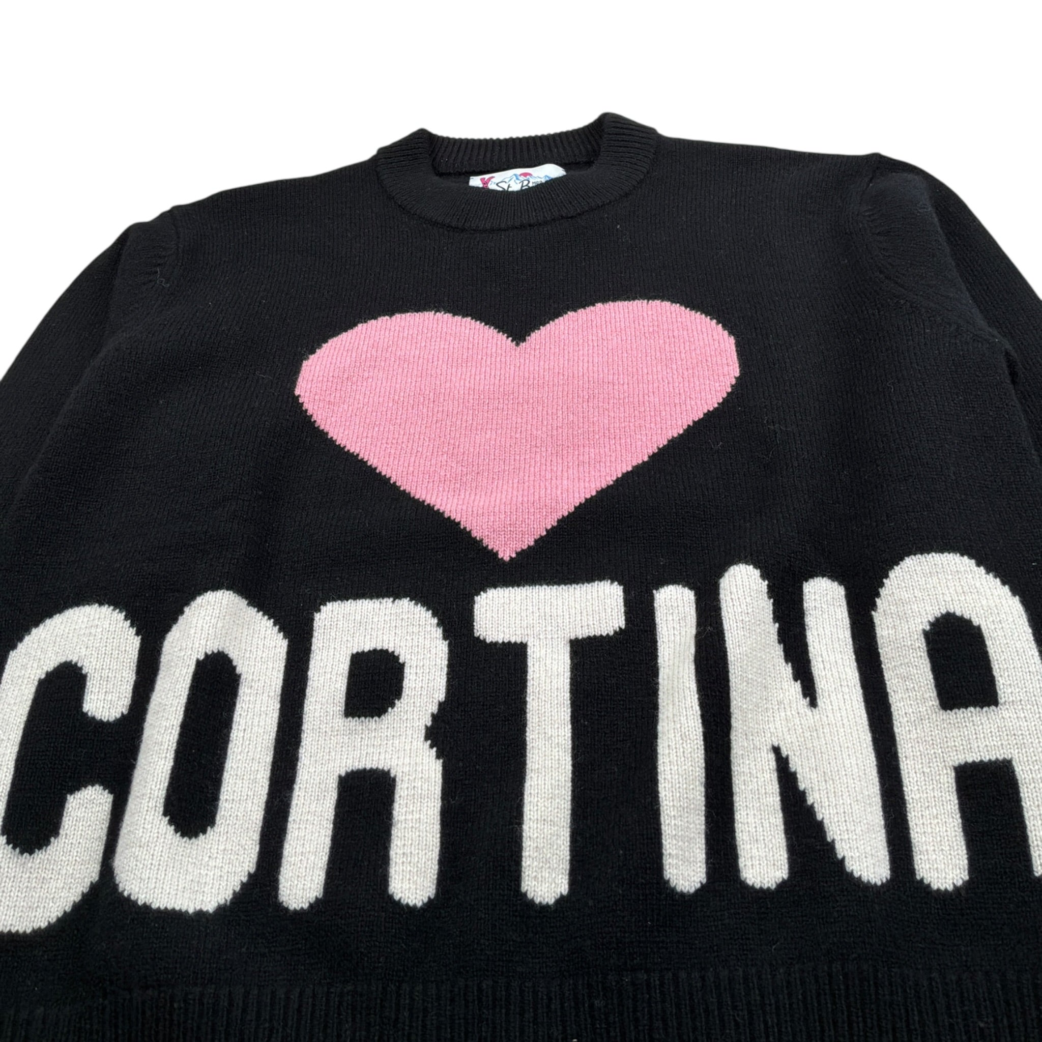 Saint Barth Maglia tinta unita con Stampa Nero per Bambina KYLA004 NERO SAINT BARTH 