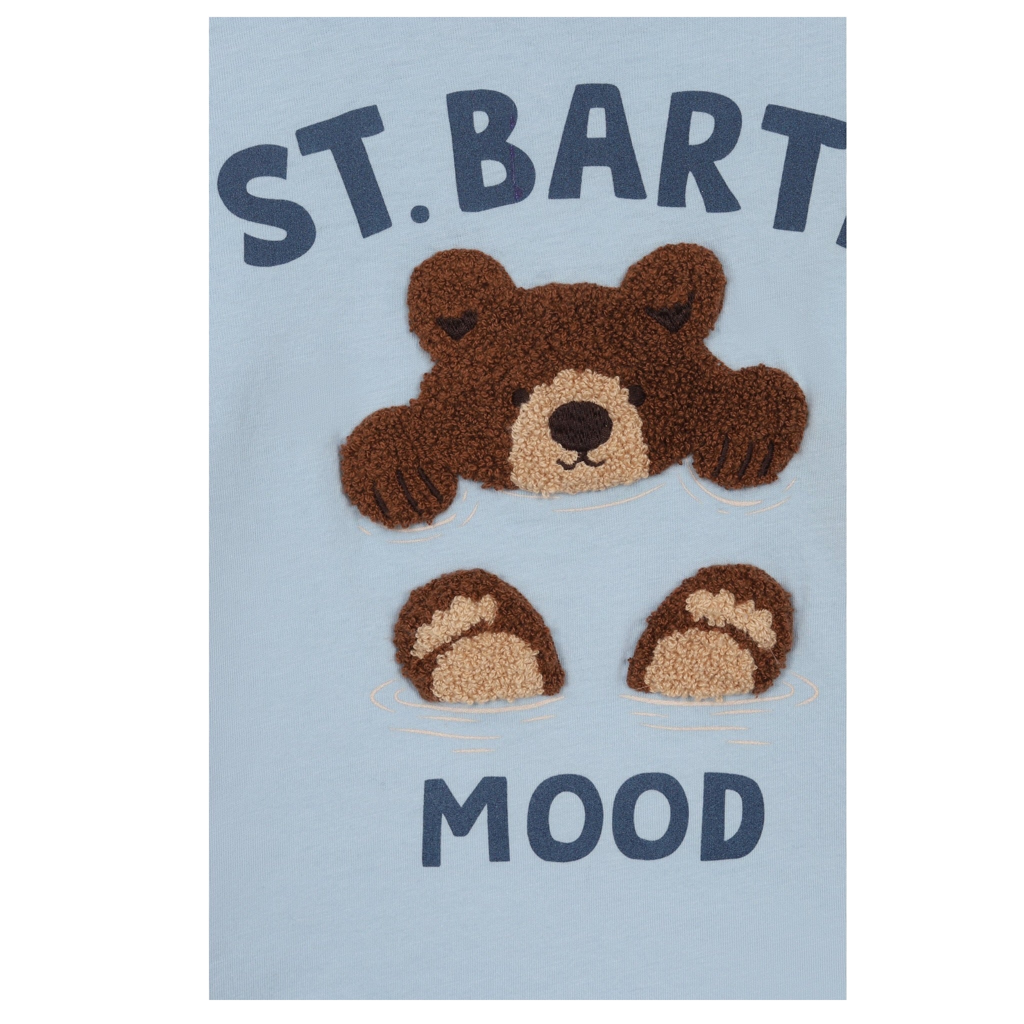 Saint Barth Shirt Girocollo tinta unita con Stampa Azzurro per Neonato LUTON AZZURRO SAINT BARTH 