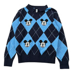 Saint Barth Maglia Bicolore con Fantasia Quadri Azzurro per Bambina MICKEYS AZZURRO SAINT BARTH 