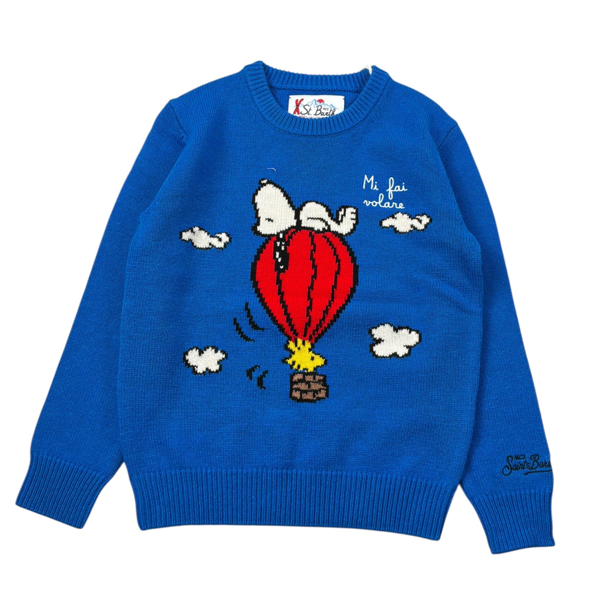 Saint Barth Maglia tinta unita con Stampa Cobalto per Bambino PEANUTSS COBALTO SAINT BARTH 