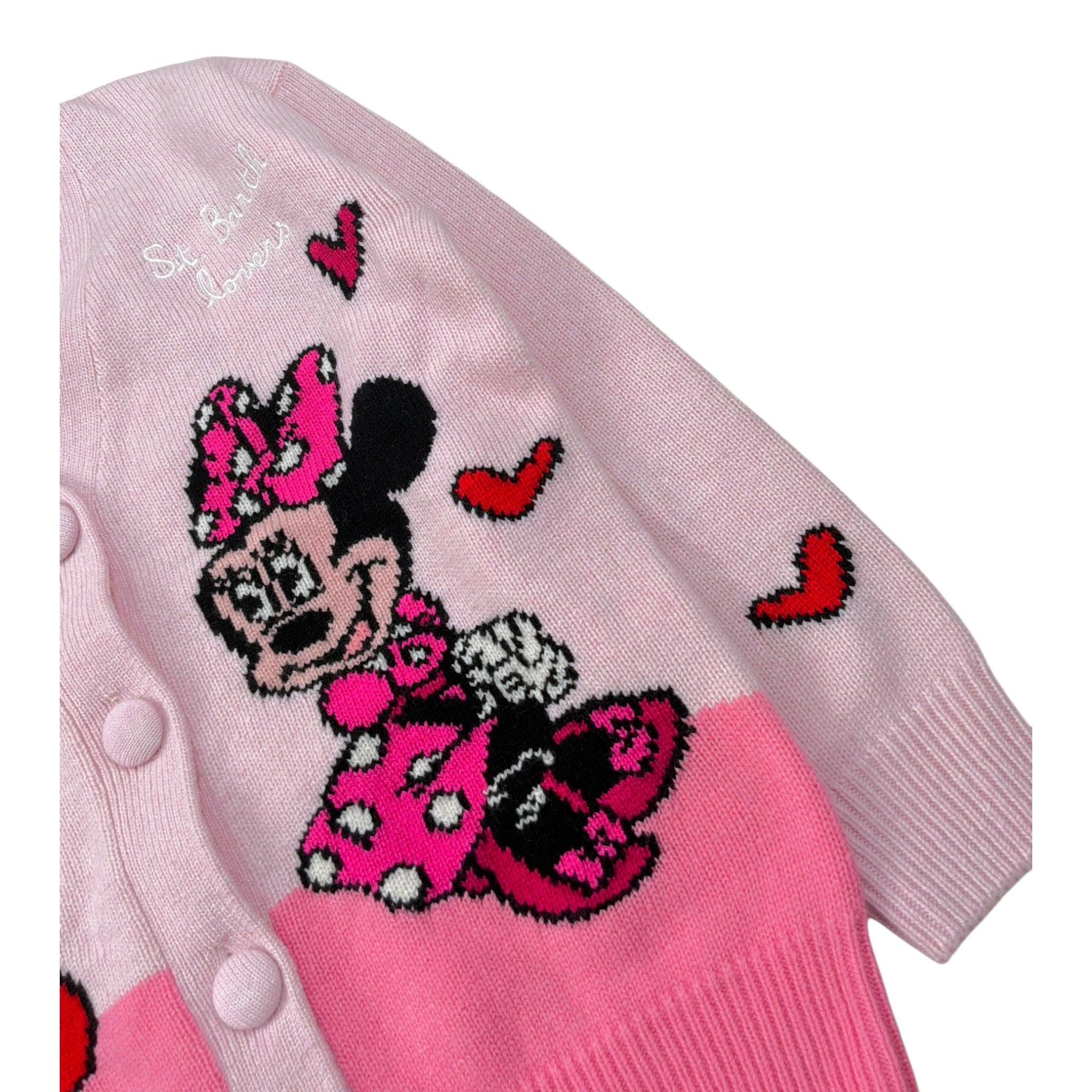 Saint Barth Cardigan tinta unita con Stampa Rosa per Bambina SASIJR ROSA SAINT BARTH 