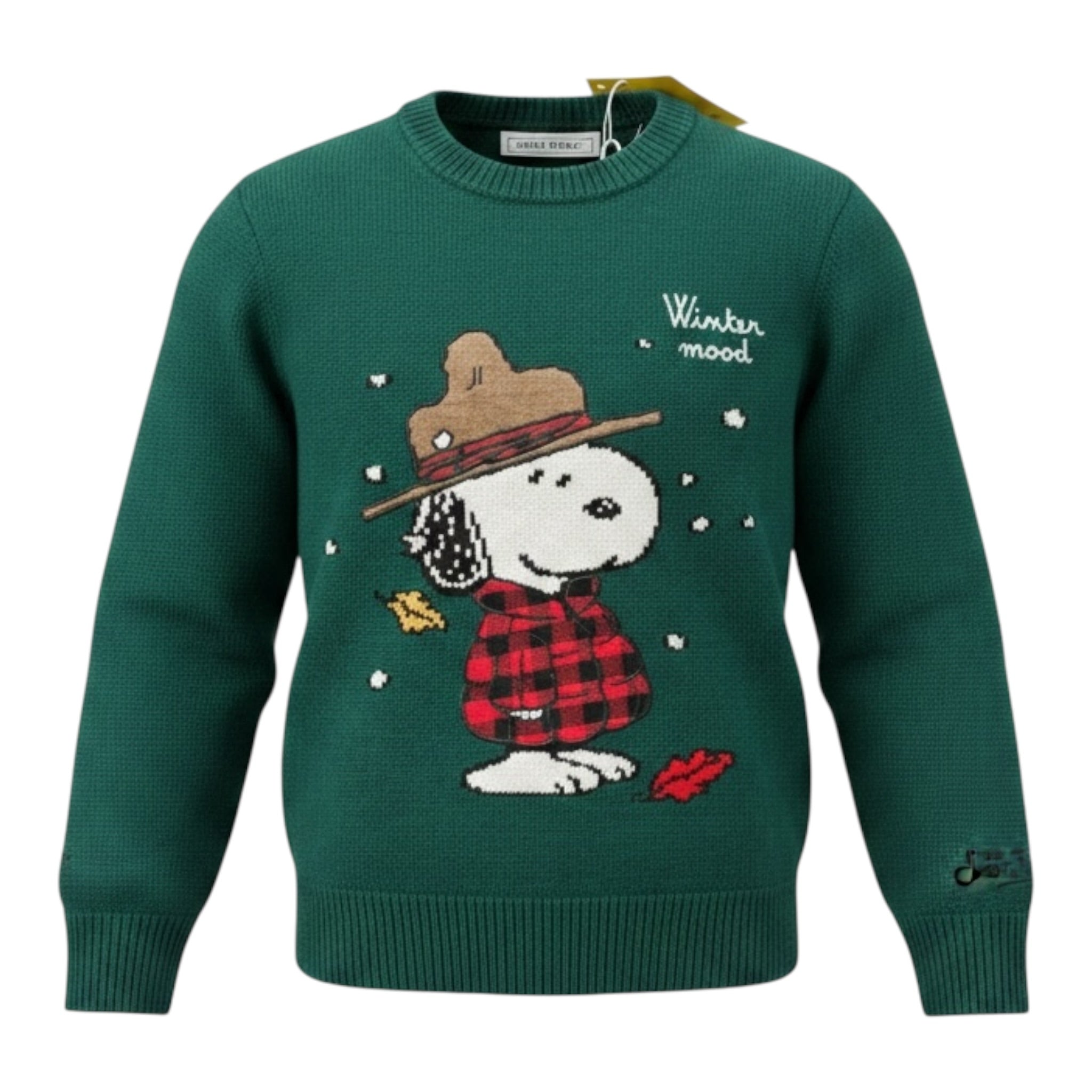 Saint Barth Maglia tinta unita con Stampa Verde per Bambino SNOOPYSNOW VERDE SAINT BARTH 