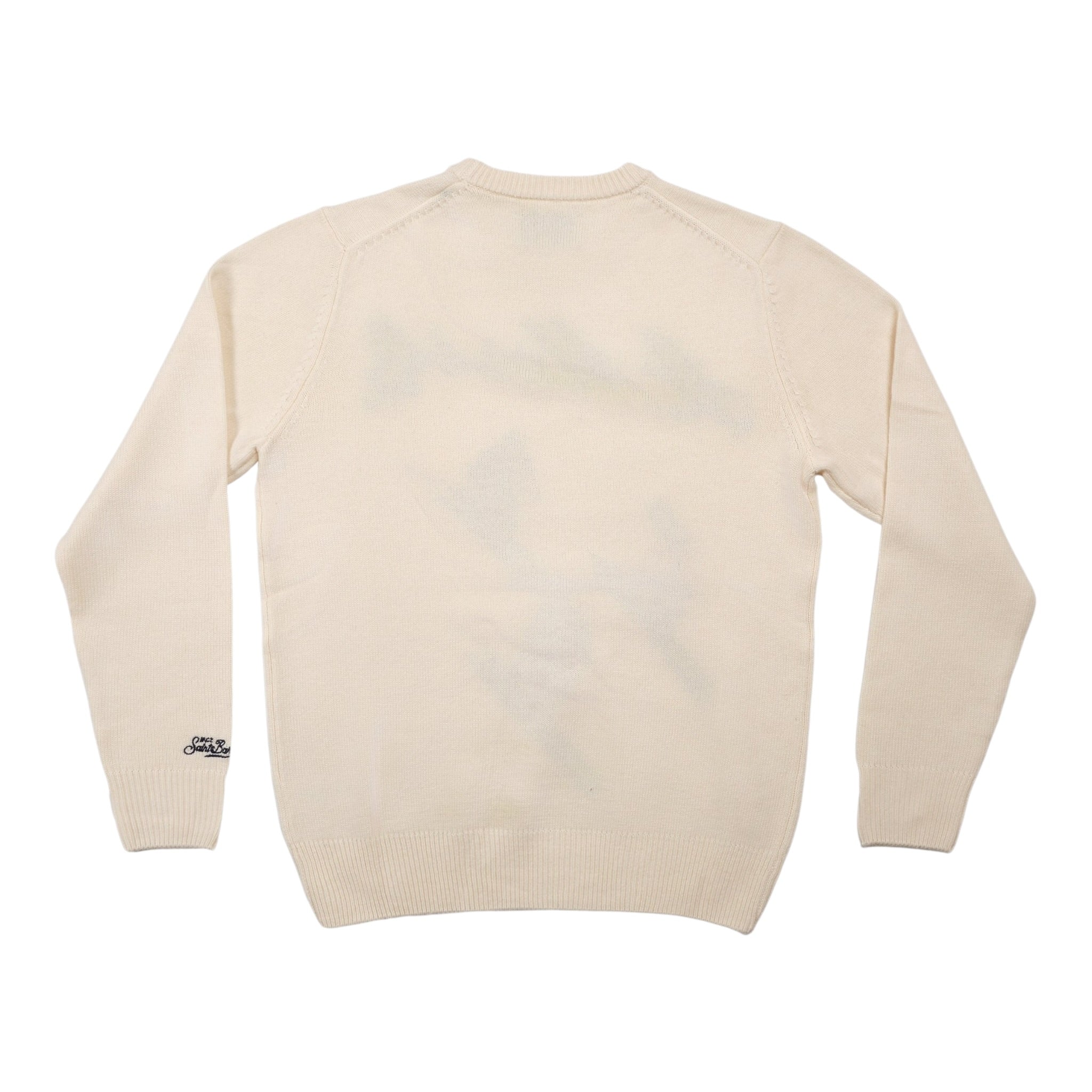 Saint Barth Maglia Girocollo tinta unita con Ricami Panna per Bambino STMORITZ PANNA SAINT BARTH 