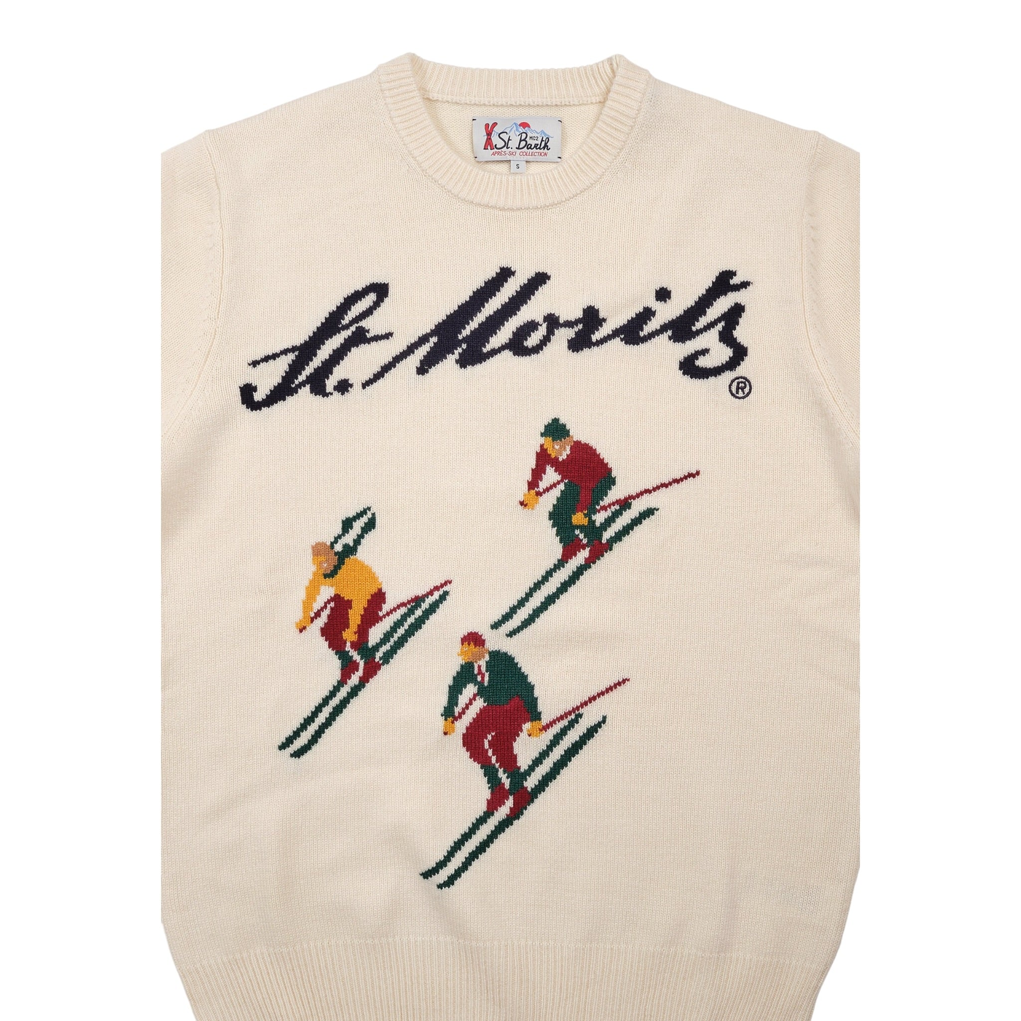 Saint Barth Maglia Girocollo tinta unita con Ricami Panna per Bambino STMORITZ PANNA SAINT BARTH 