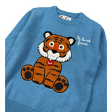 Saint Barth Maglia tinta unita Girocollo con Stampa Azzurro per Bambina TRUDITIGRE AZZURRO SAINT BARTH 