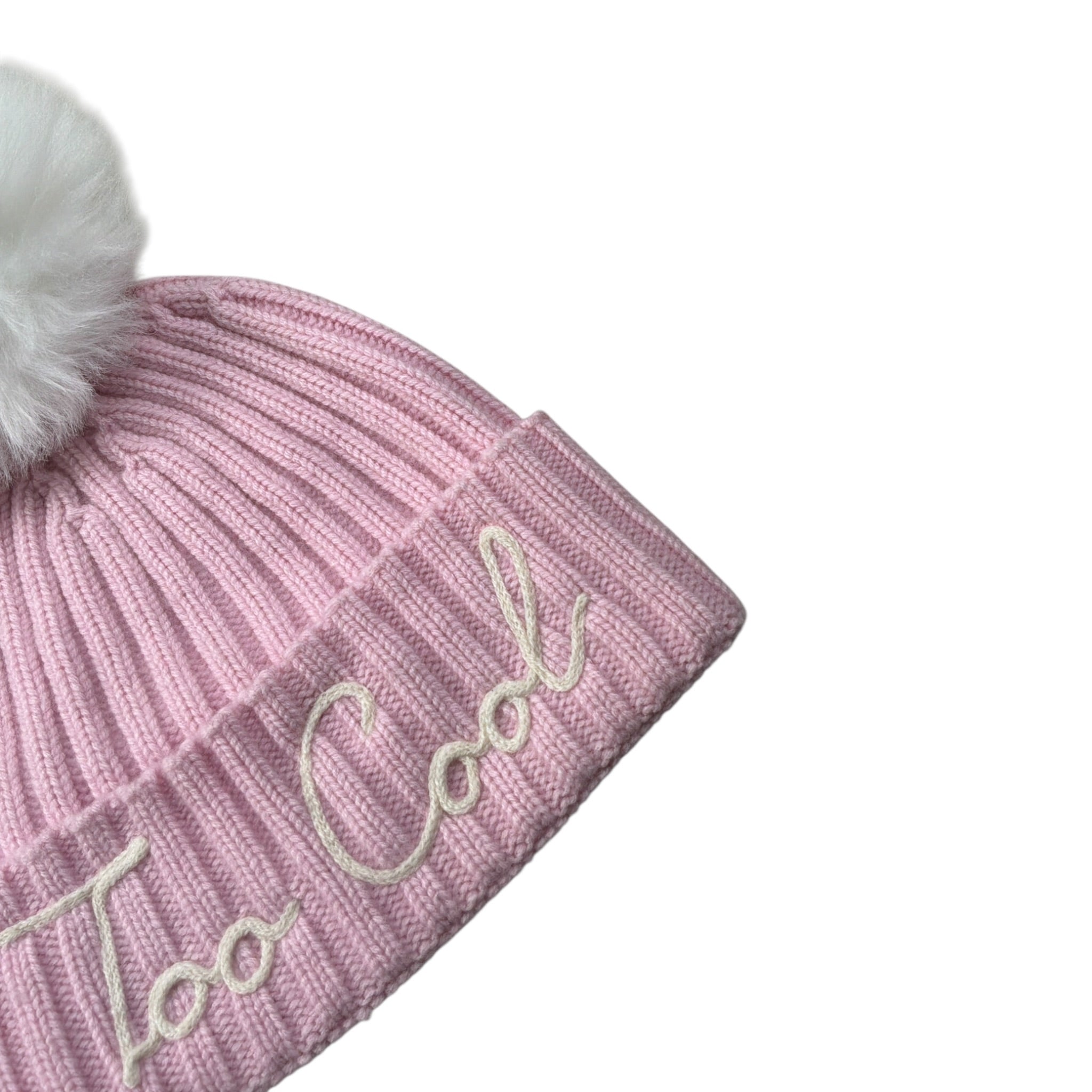 Saint Barth Cappello tinta unita con Pon Pon E Stampa Rosa per Bambina WENGENJR ROSA SAINT BARTH 