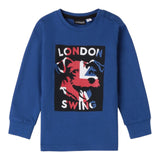Sarabanda Shirt tinta unita con Stampa Blu per Bambino 0A133 BLU SARABANDA 
