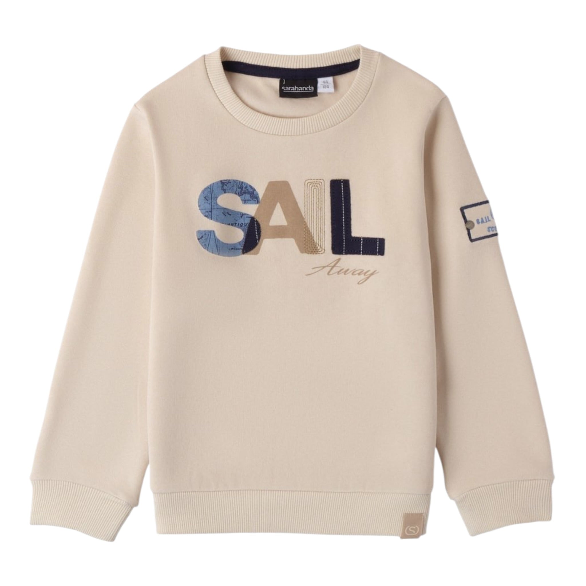 Sarabanda Felpa tinta unita Girocollo con Stampa Beige per Bambino 0A1440 BEIGE SARABANDA 