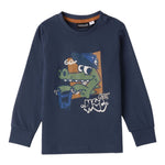 Sarabanda Shirt tinta unita con Stampa Blu per Bambino 0F024 BLU SARABANDA 