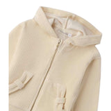Sarabanda Felpa tinta unita con Zip E Cappuccio Panna per Neonata 0F304 PANNA SARABANDA 