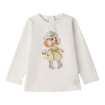 Sarabanda Shirt tinta unita con Stampa Bianco per Bambina 0F306 BIANCO SARABANDA 