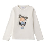 Sarabanda Shirt tinta unita con Stampa Bianco per Neonata 0F319 BIANCO SARABANDA 