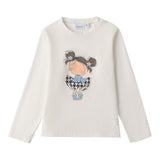 Sarabanda Shirt tinta unita con Stampa Bianco per Neonata 0F319 BIANCO SARABANDA 