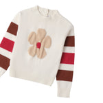 Sarabanda Maglia Girocollo tinta unita con Ricami Panna per Bambina 0F331 PANNA SARABANDA 