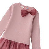Sarabanda Abito tinta unita con Fiocco E Tulle Rosa per Bambina 0F340 ROSA SARABANDA 